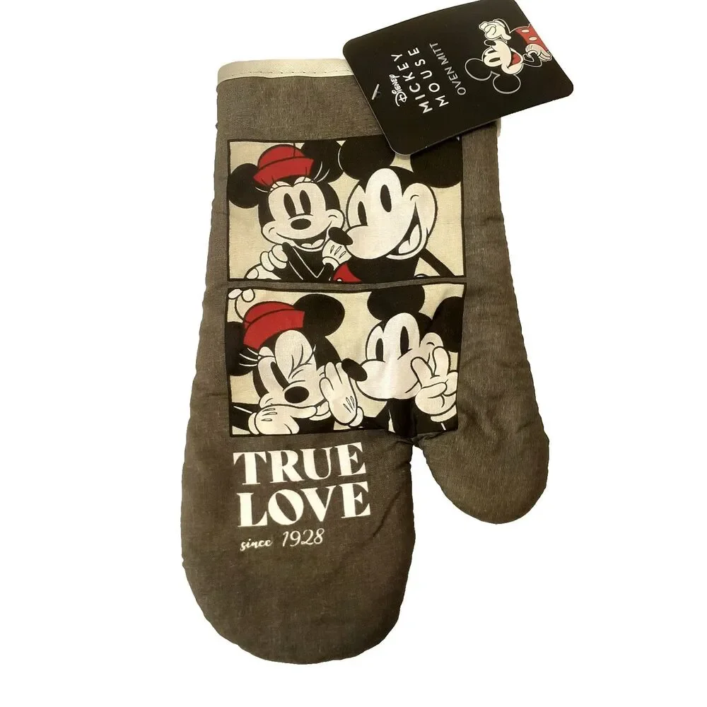 Disney Mickey & Minnie Mouse Pot Holder Oven Mitt Gray 2 Pieces NWT Kidcore